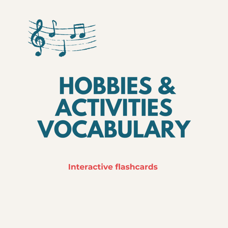 French Hobbies and activities vocabulary cover art for Quizlet French class ©2025 - the Ways to French