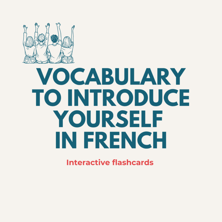 Vocabulary to introduce yourself cover art for Quizlet French class ©2025 - the Ways to French