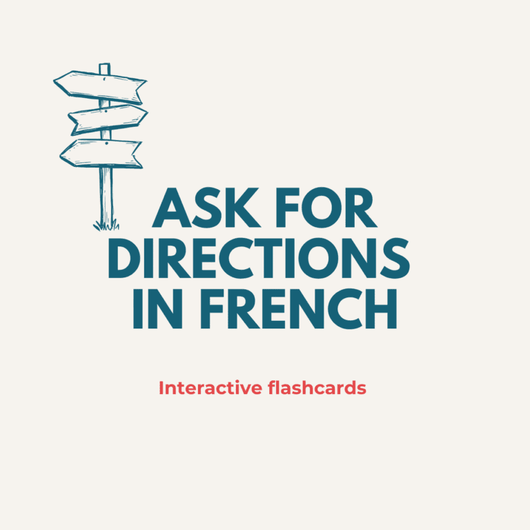 Ask for direction in French cover art for Quizlet French class ©2025 - the Ways to French